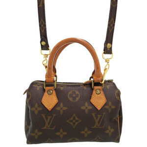 Louis Vuitton Monogram 2way Leather Speedy Bag Brown